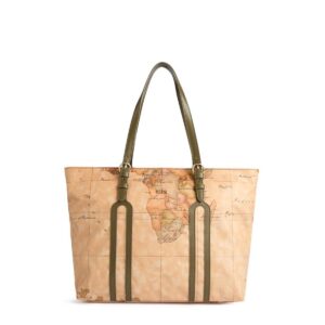 ALVIERO MARTINI 1A CLASSE – Highland Soft Borsa shopping – Natural con dettaglio Verde Muschio