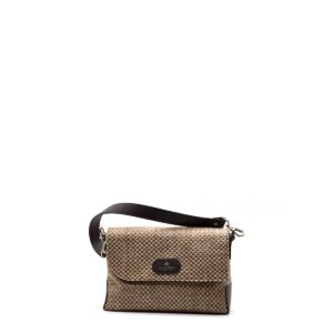 CUOIERIA FIORENTINA - Twin Rafia e Pelle Flap Bag - Cioccolato