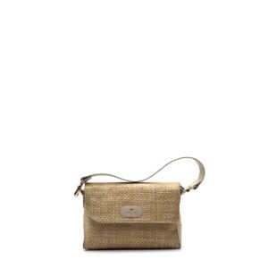 CUOIERIA FIORENTINA - Twin Rafia e Pelle Flap Bag - Prosecco